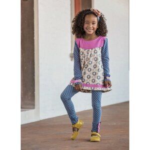Matilda Jane Never Grow Up Tunic Top Girls Size 2 Polka Dot Sleeve Button Back E